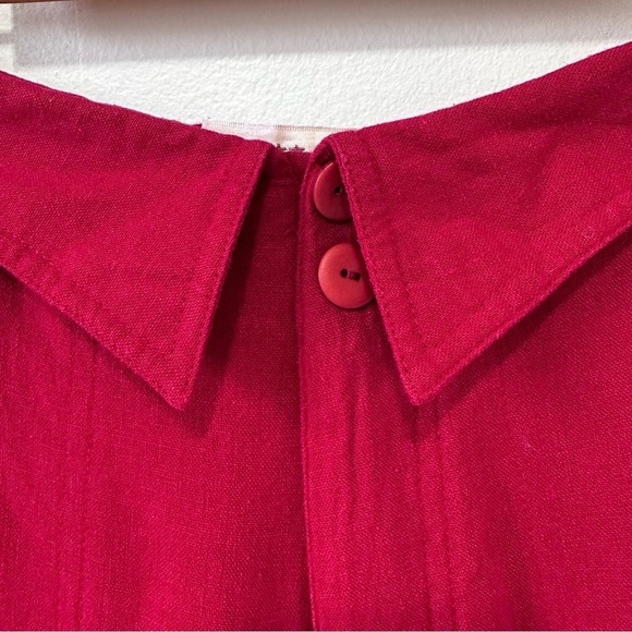 [SOLD] Red Linen & Cotton Fold over Waist Wide Leg Palazzo Pants size XS - Picture 6 of 12